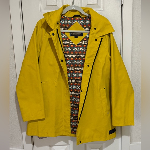 Pendleton Women's Sonoma Yellow Hooded Trench Coat Tucson jacquard pattern - Picture 6 of 12